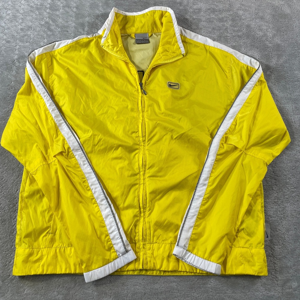 Vintage Nike Windbreaker Track Jacket Womens Small Yellow Ripstop Y2K 90s Light